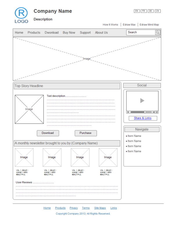 Website Wireframe Example